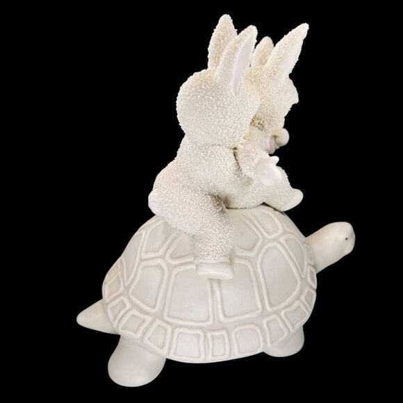 Vtg Dept 56 Snowbunnies Riding Turtle 1995 It's Working We're Going Faster - Picture 10 of 13